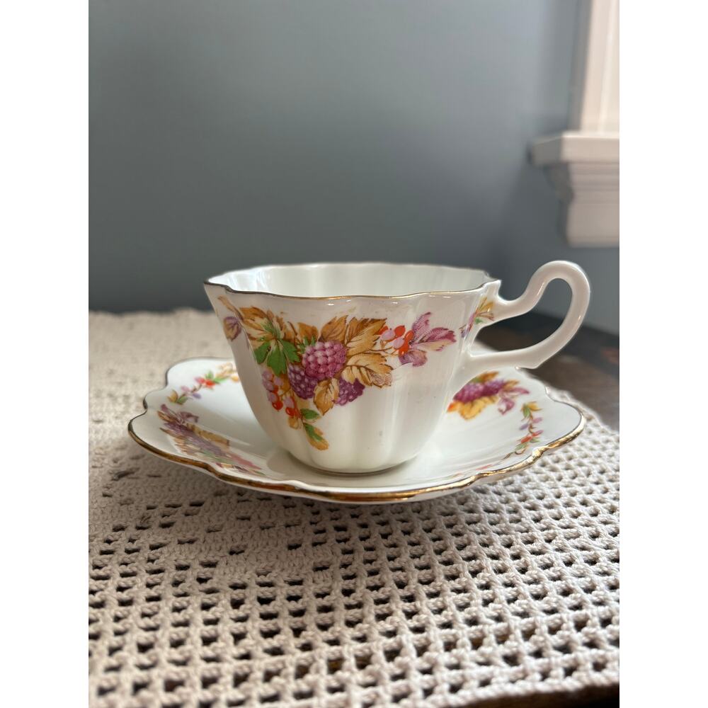 Vintage Royal Stuart Spencer Stevenson fine bone china teacup and saucer